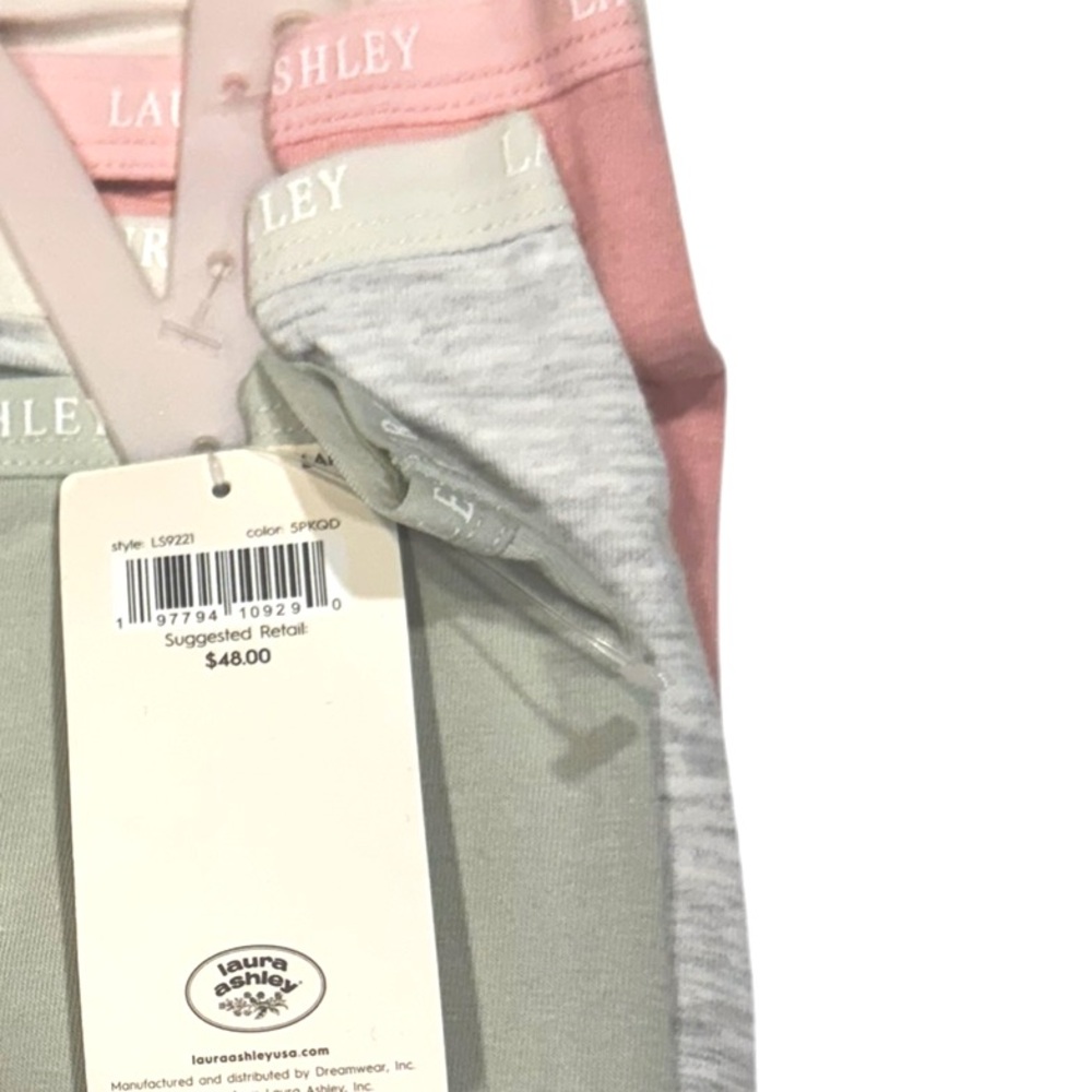 LAURA ASHLEY 5 Pack Panties Cotton Spandex Tag Free Pastel Neutral NWT Large - Picture 12 of 13